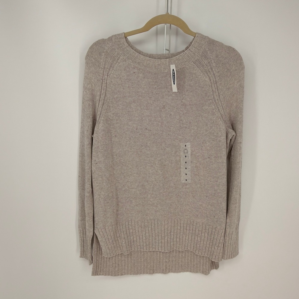 Old Navy Sweater Women Small Oatmeal Heathered Crew Neck Minimalist Everyday NEW